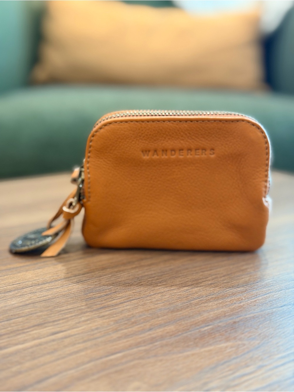 Wanderers Travel Co Tan Card Wallet with Two Pockets Full Grained Leather